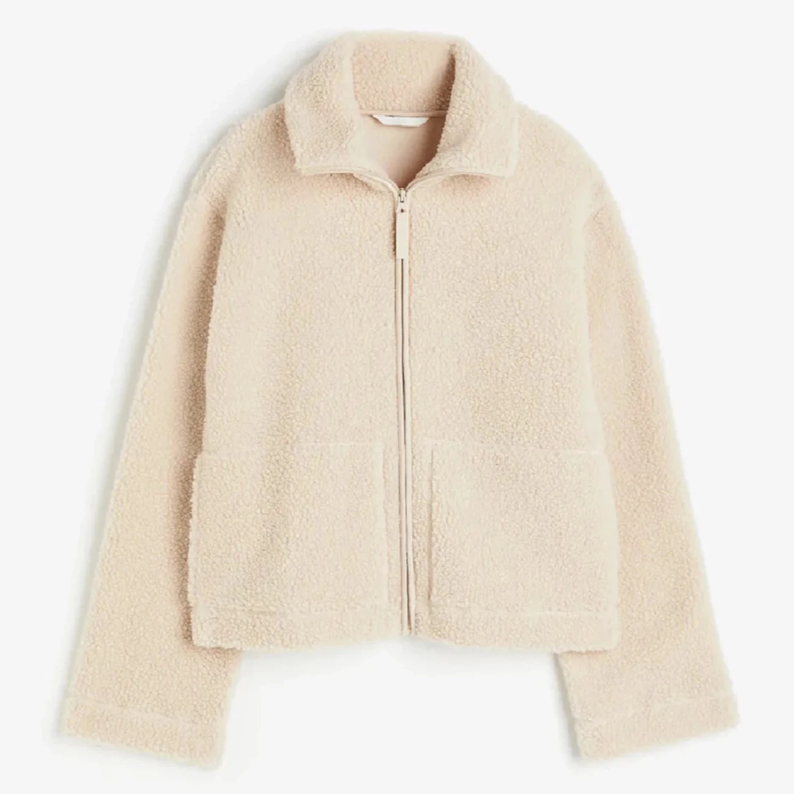 Beige teddyjacka med dragkedja