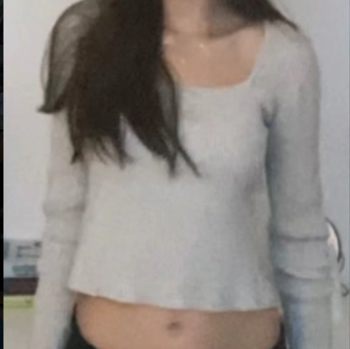 Beige ribbad långärmad tröja Lindex - 1