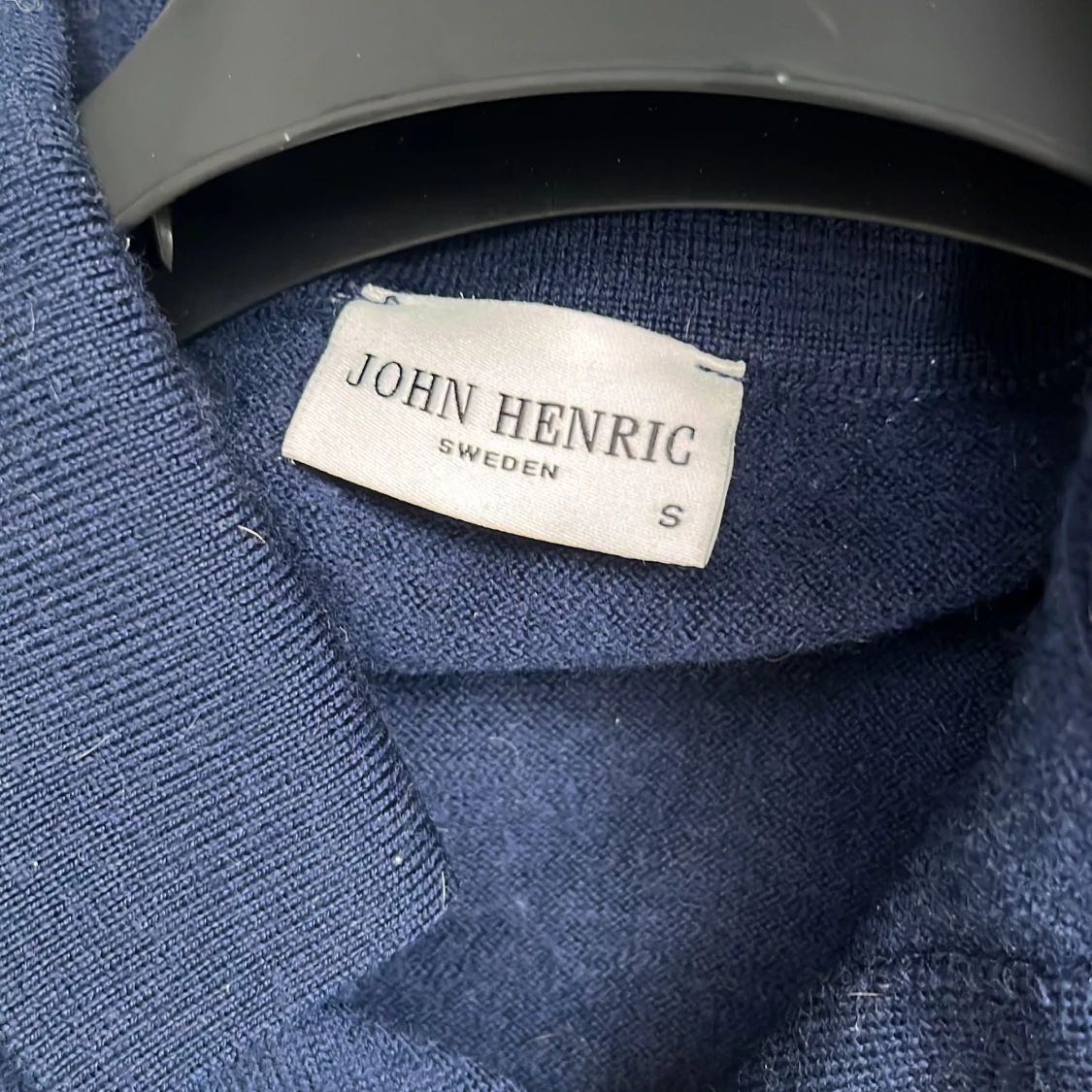 Mörkblå kortärmad Merinoull piké John Henric - 2