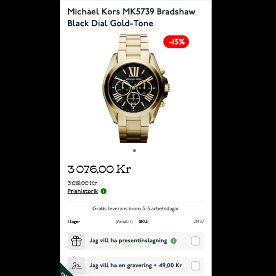 Guldfärgad klocka med blå urtavla - 3