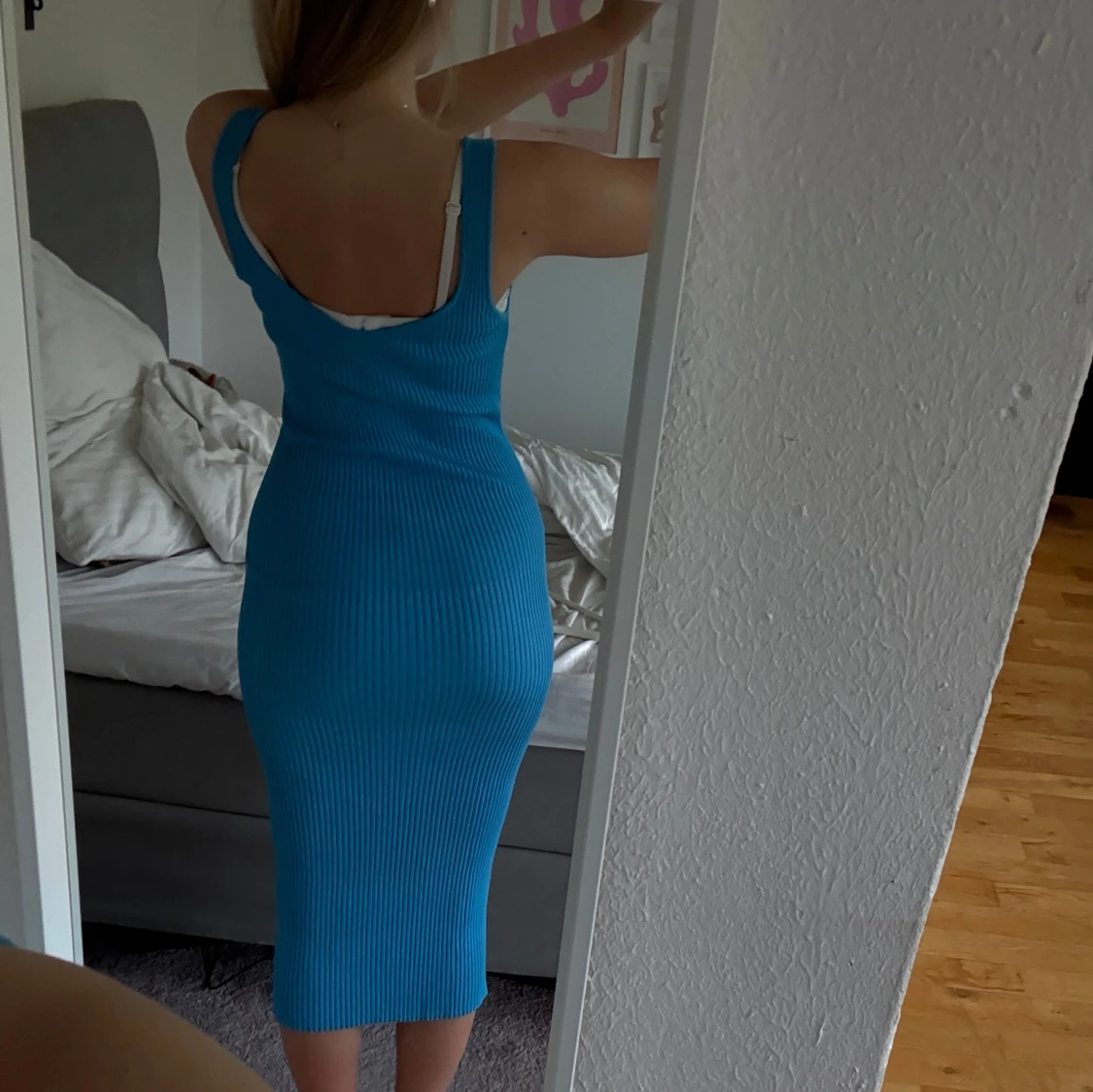 Blå ribbad långklänning - 2