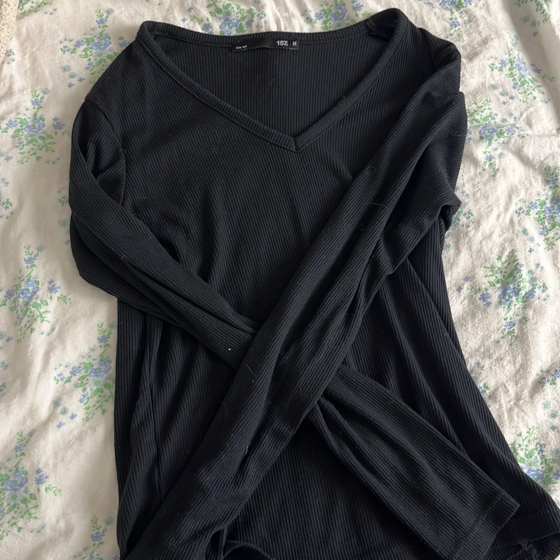 Svart ribbad långärmad tröja från lager 157 - 1
