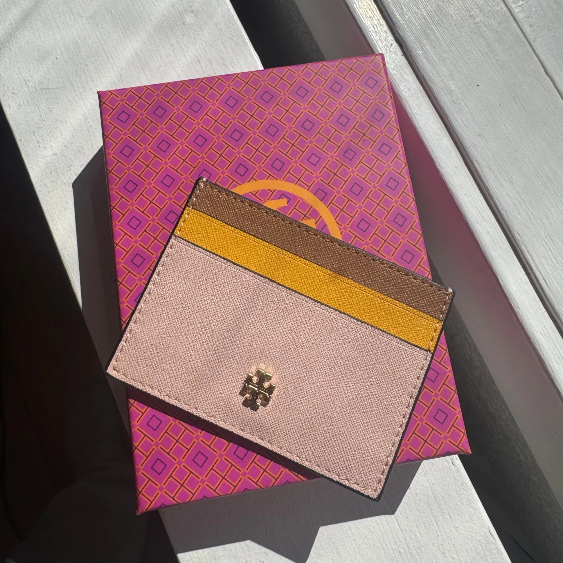 Tory Burch korthållare - Rosa/Gul/Brun