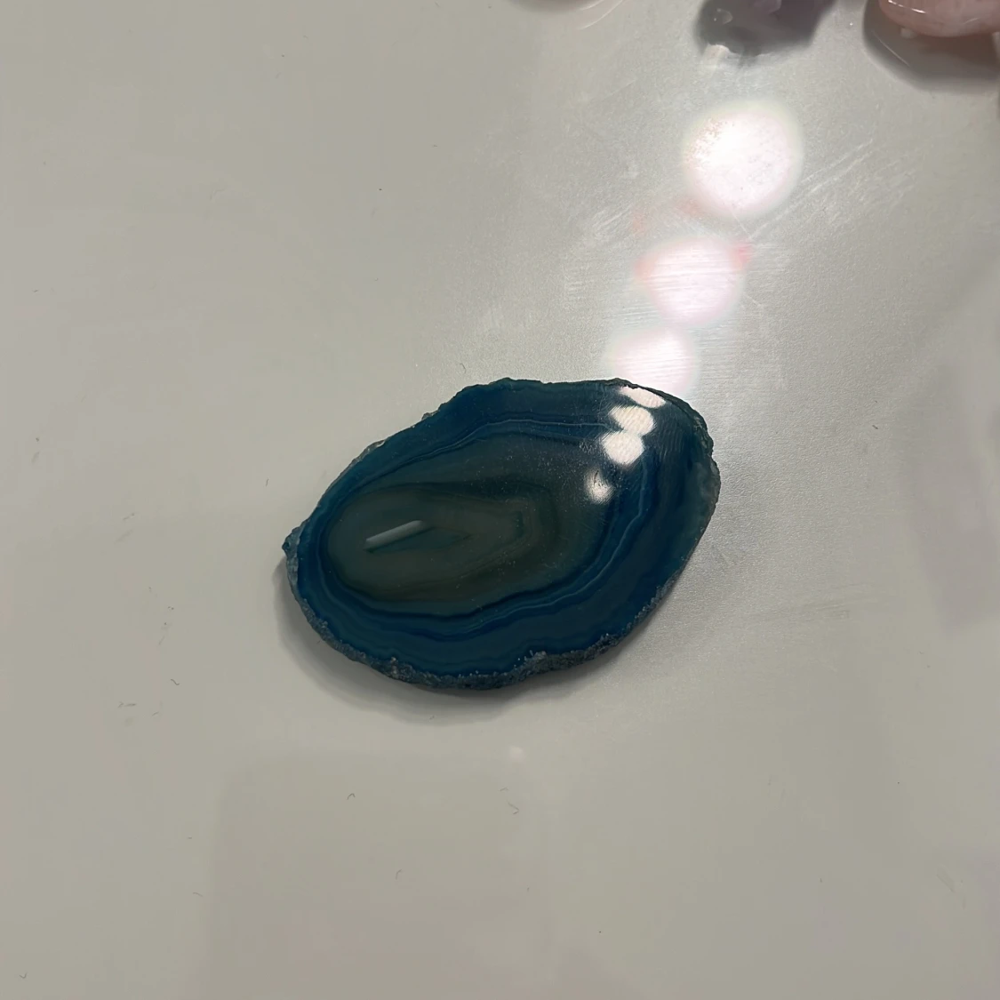 Blå platt fin slät Kristal ❣️