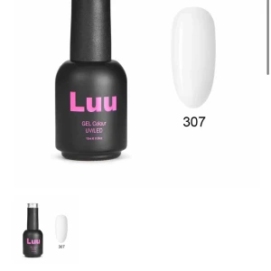 Luu vit gel nagellack 307 - Luu gel nagellack i nyansen 307, en klassiskt vit färg. Kommer i en stilren svart flaska med rosa text och rymmer 15 ml. Passar UV/LED-lampa för en hållbar och glansig finish. Perfekt för dig som vill ha riktigt snygga och fräscha naglar. Aldrig använd 