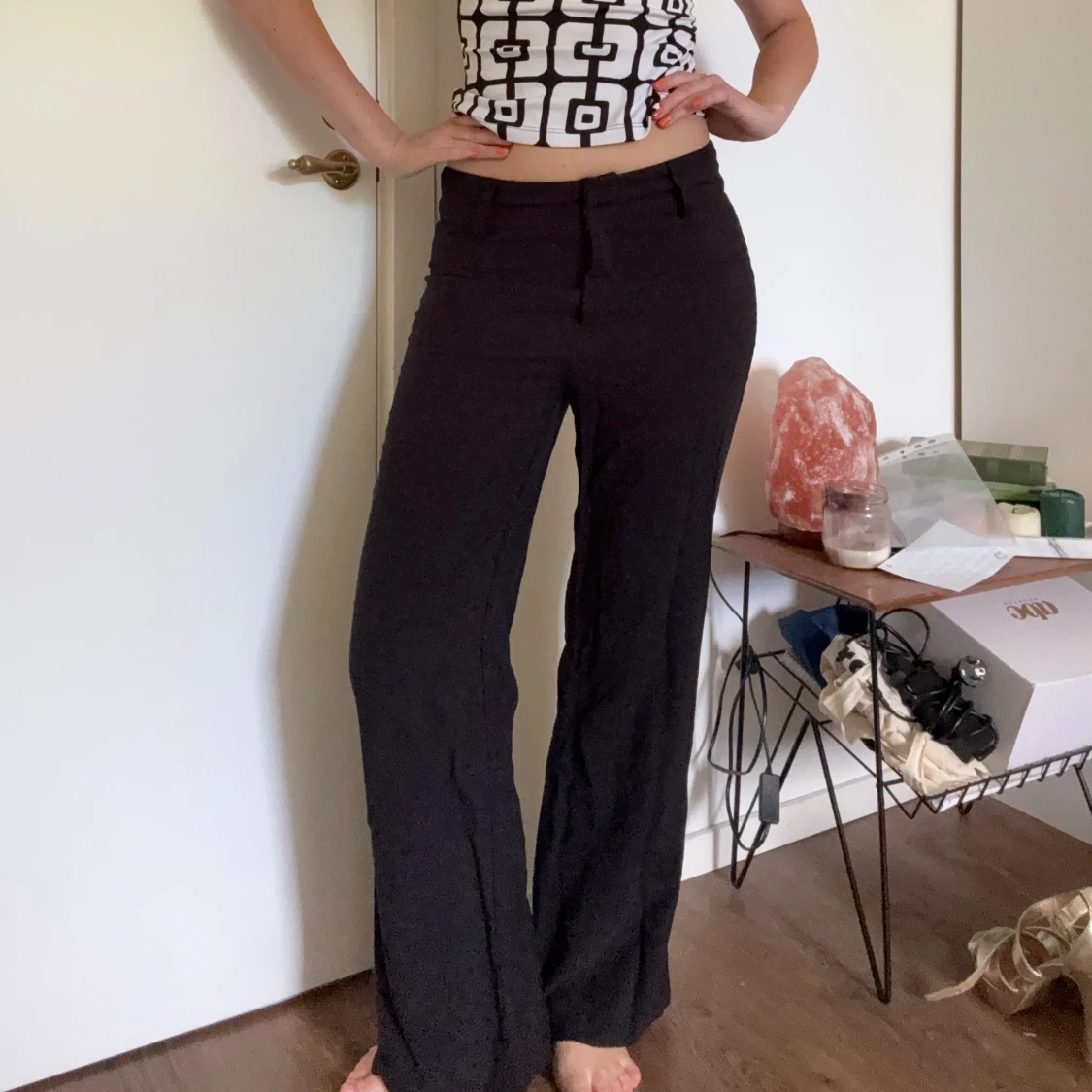 Svarta kostymbyxor wide fit - 1