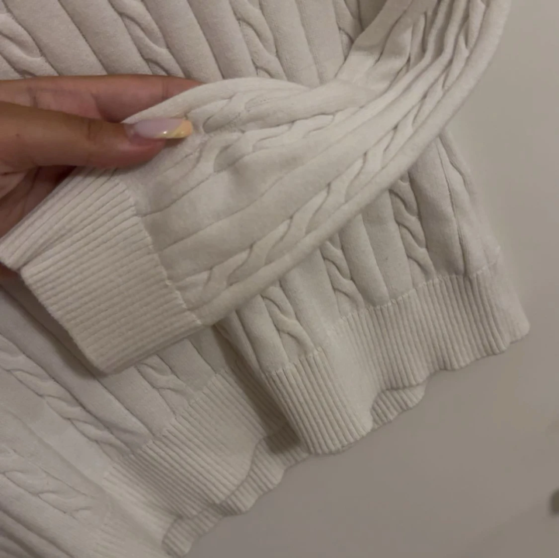 Vit kabelstickad tröja Bonderlid XS - 3