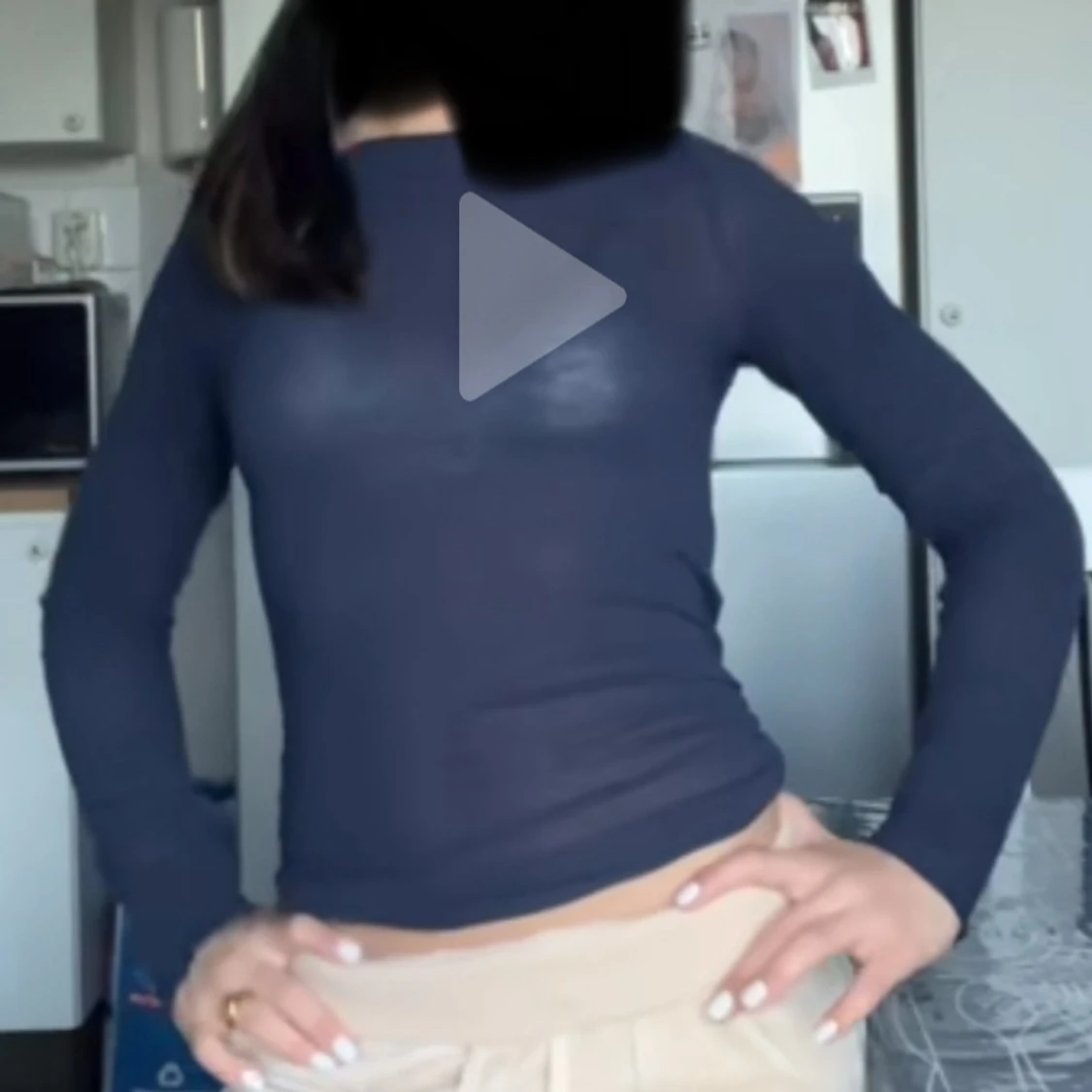 Mörkblå långärmad tight tröja - 1