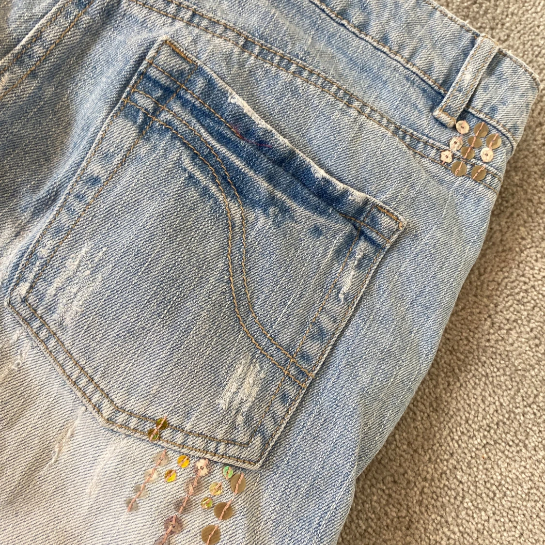 Ljusblå jeanskjol med paljetter - 4