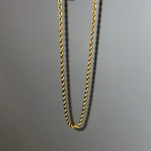 Guldfärgat halsband med tvinnad kedja - Säljer ett 18 karat guldplaterad halsband, använt ungefär 3 gånger och färgar inte av sig på nacken. Möts upp i Malmö.