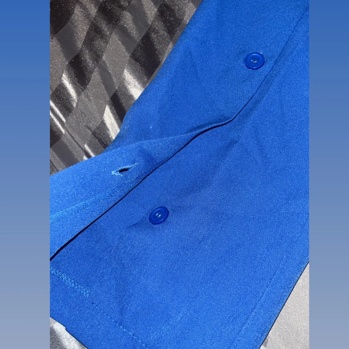 Blå kostymbyxor med knappar - 2