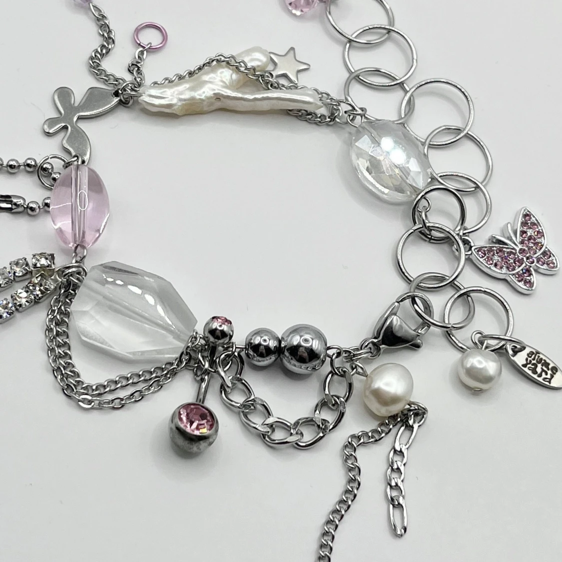 Handgjort chunky armband rosa - 1