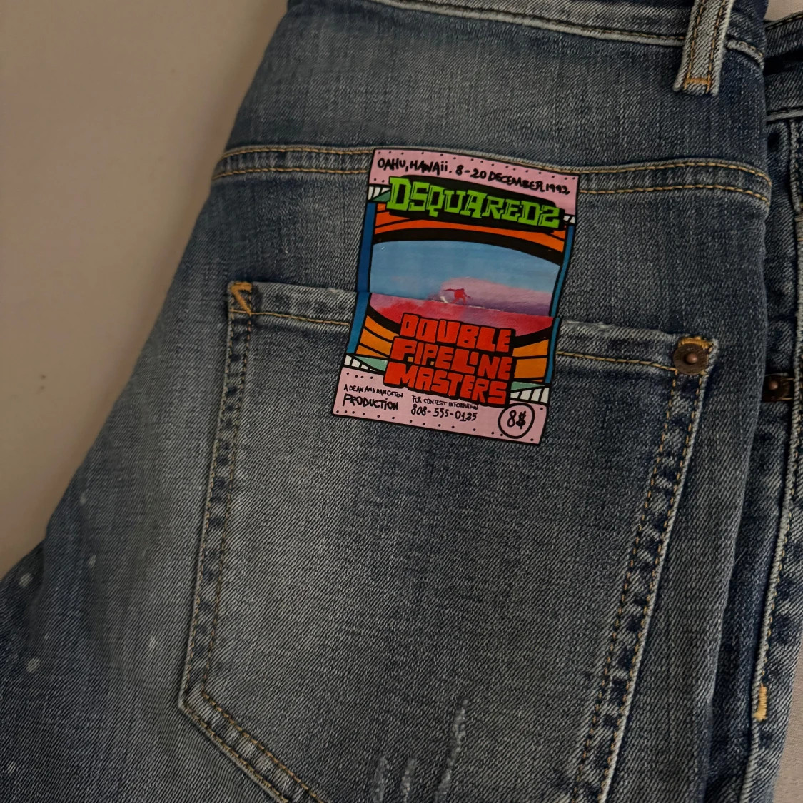 Dsquared2 blå patchade jeans - 1