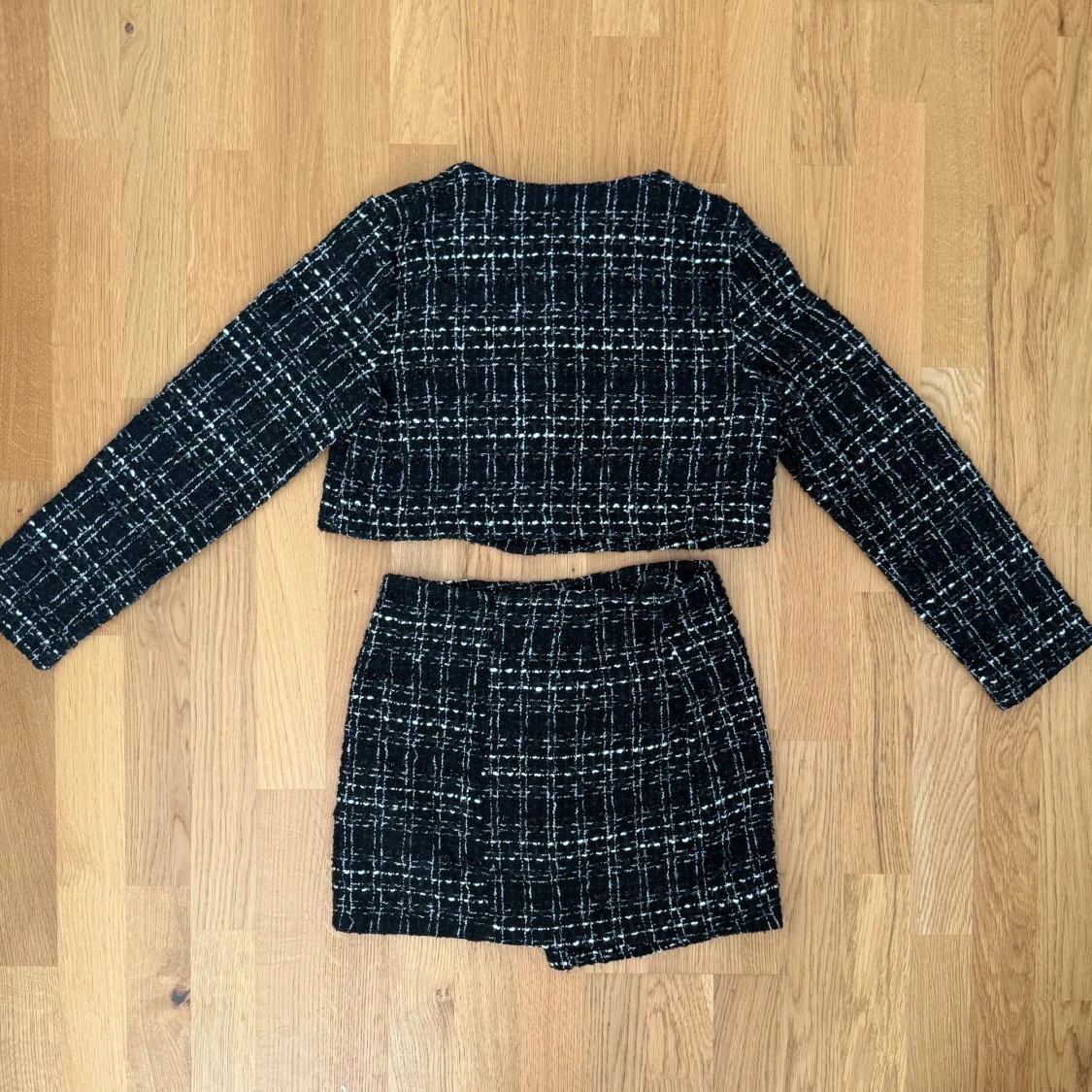 Svartvit rutig tweed kostymset - 1