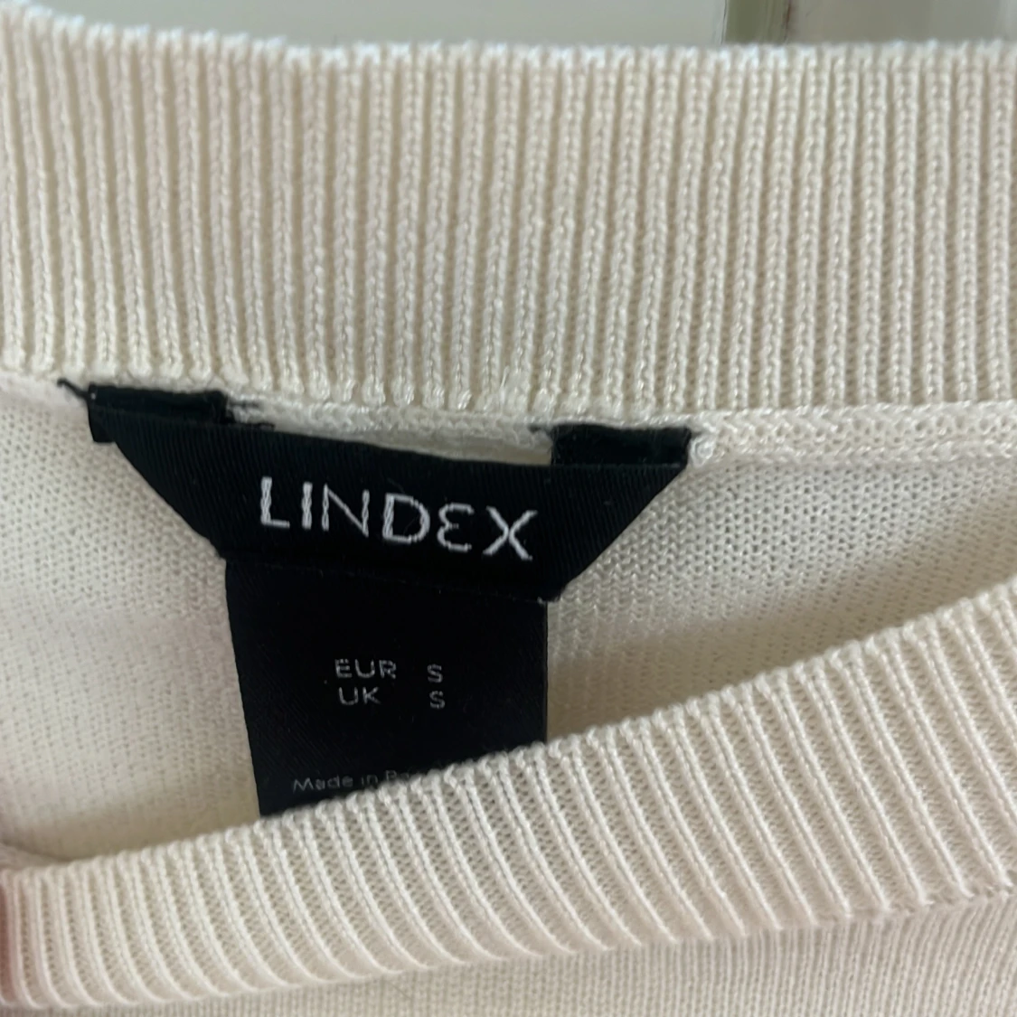 Vit stickad kortärmad tröja Lindex - 2