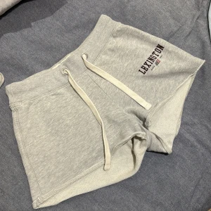 Grå mjukisshorts från Lexington - Gråa mjukisshorts från Lexington med dragsko i midjan och broderad logga framtill. Shortsen har två fickor och är tillverkade i mjuk bomull, perfekta för en avslappnad stil.