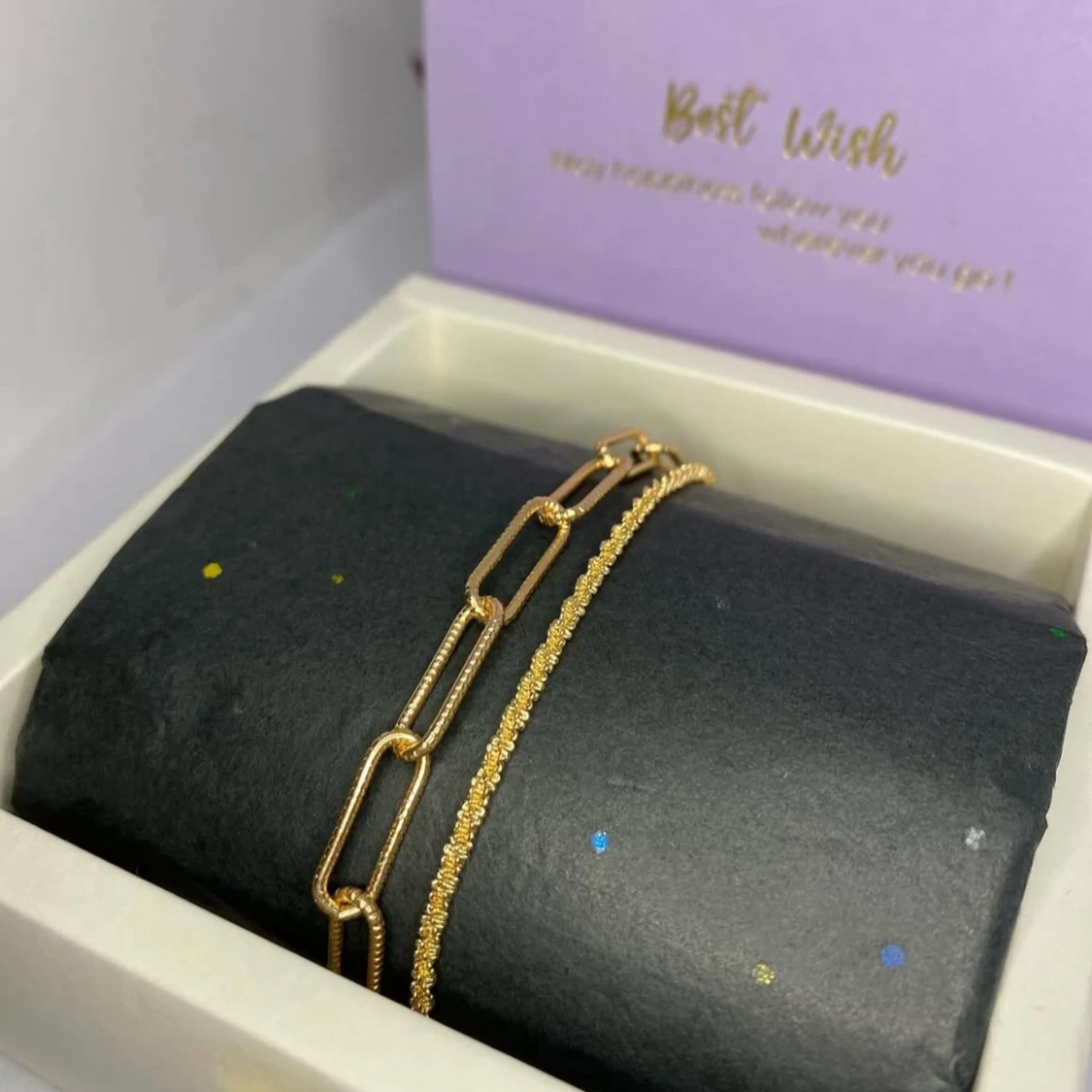 Tvådelat guldarmband med kedjor - 1