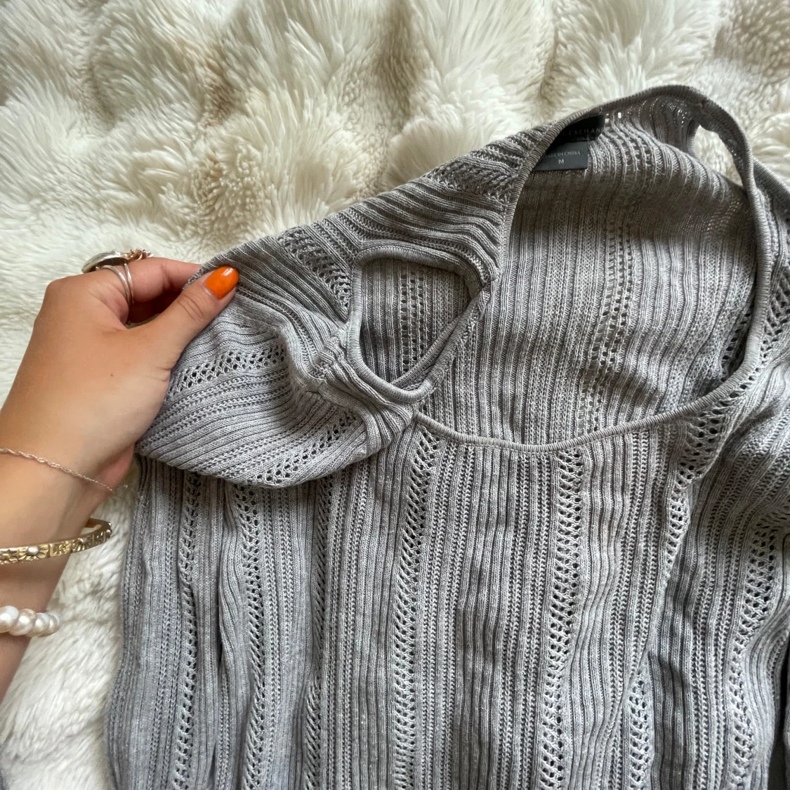 Grå ribbad stickad tröja Gina Tricot - 2