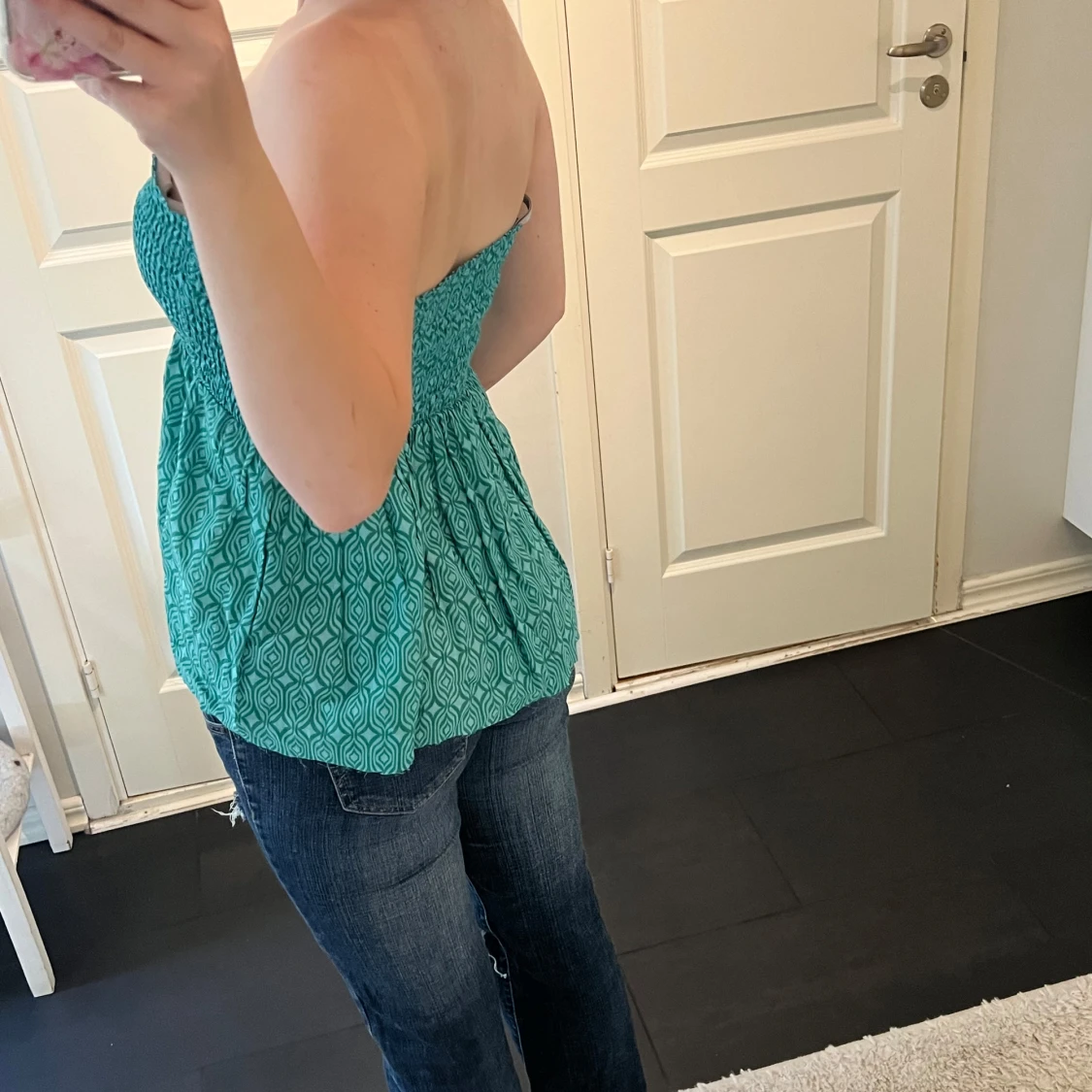 Grön bandeau tubtopp med mönster - 1