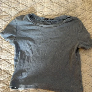 Grå t-shirt från Zara - Säljer en enkel och stilren grå t-shirt från Zara. Perfekt basplagg med korta ärmar och rund halsringning. Passar till alla tillfällen!