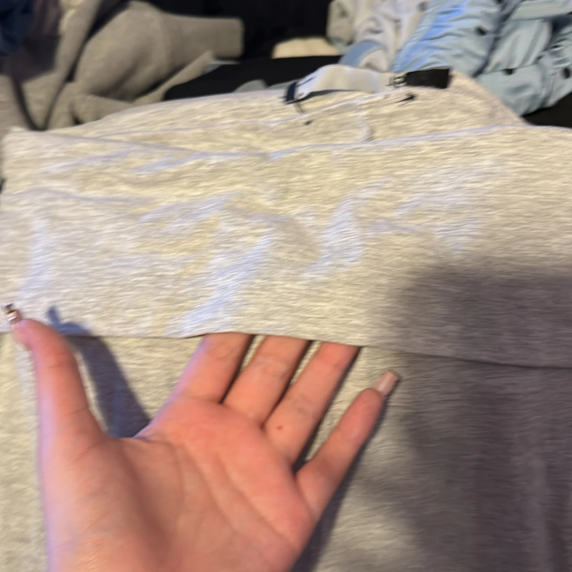 Ljusgrå mjukisbyxor med hög midja - 3