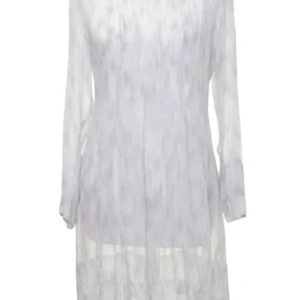 Club Monaco  - Elegant vit klänning med lång ärm och ett subtilt mönster i SIDEN av högt kvalitet. Perfekt för en stilren look. Klänningen har en lätt och luftig design.