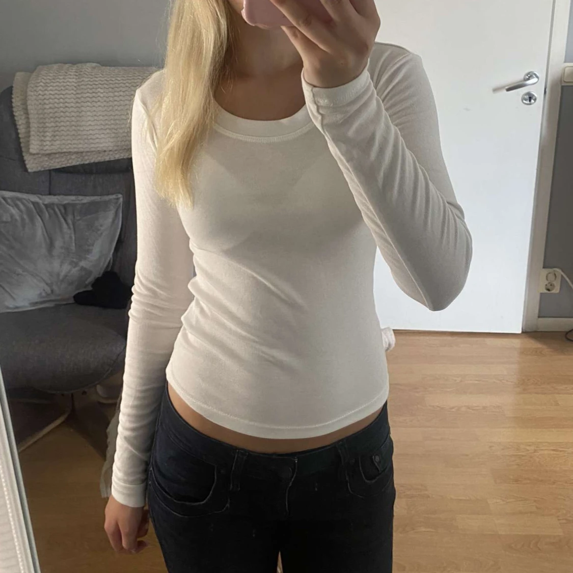 Vit långärmad tight tröja