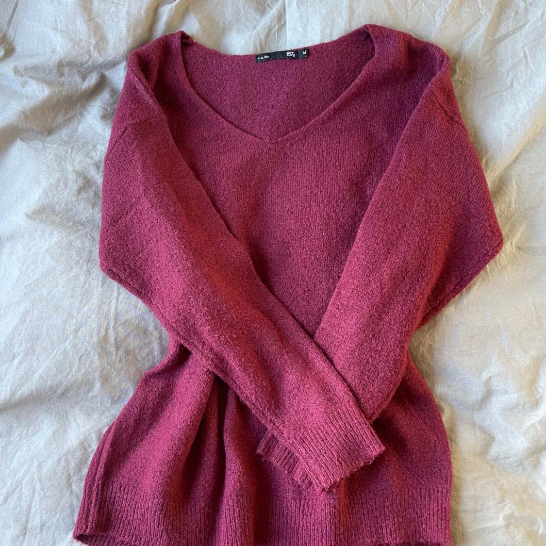 Vinröd stickad tröja - 3