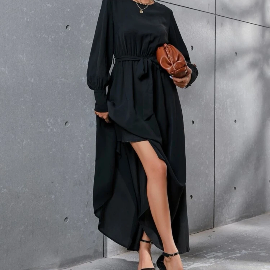 Elegant svart maxiklänning  - 91