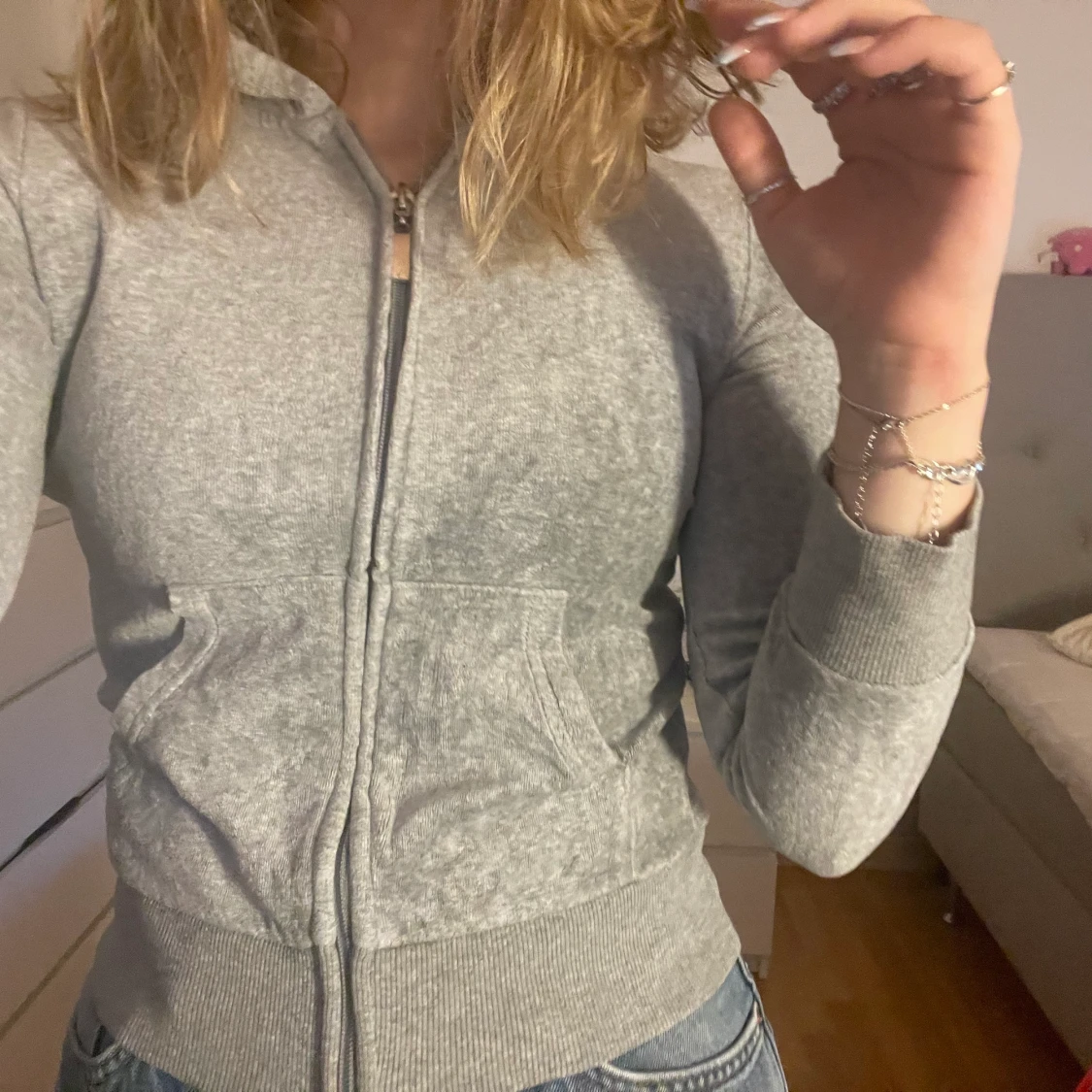 grå hoodie - 90