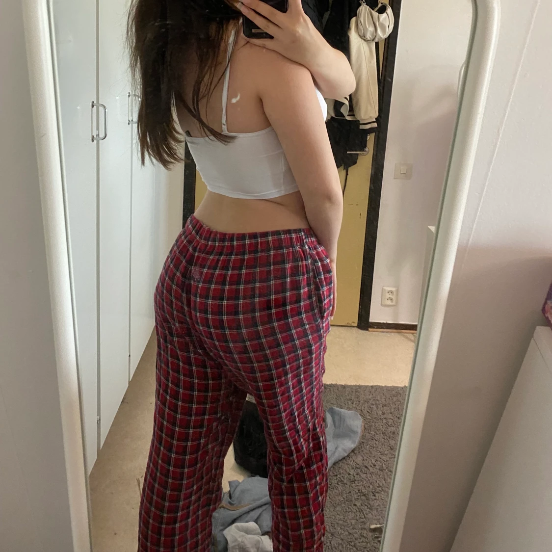 Röda rutiga pjamasbyxor  - 90