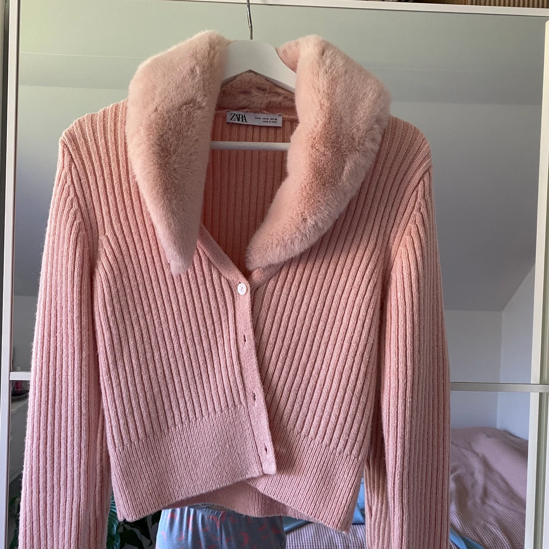 Zara kofta med päls krage 