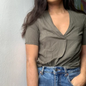 Green olive top v neck  - British brand green top, size s