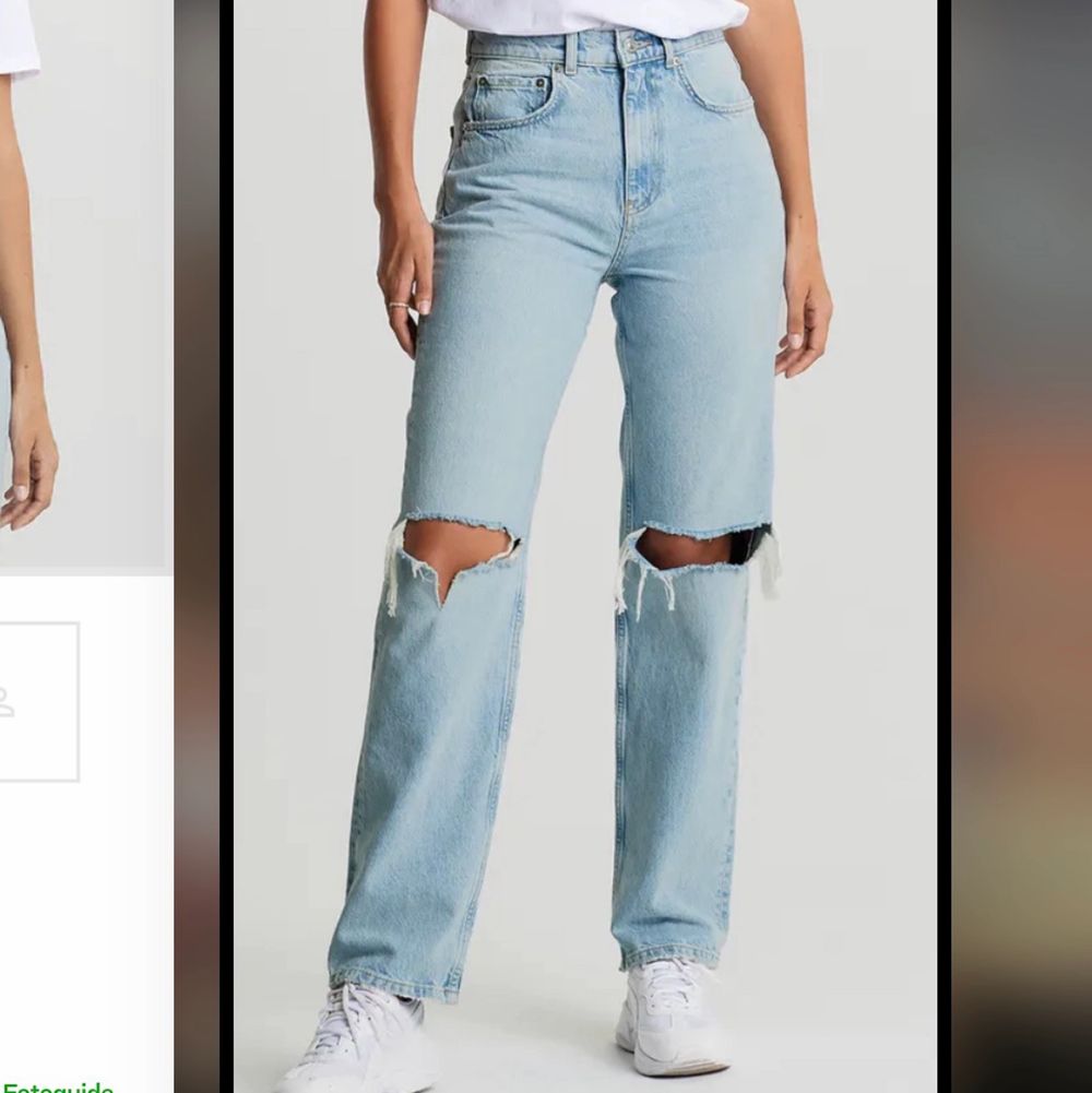  90s high waist jeans från Gina Tricot. Använda men i brq skick. Sälj därför att de är lite små för mig🌸💜🫶🏼 i storlek 32. Jeans & Byxor.