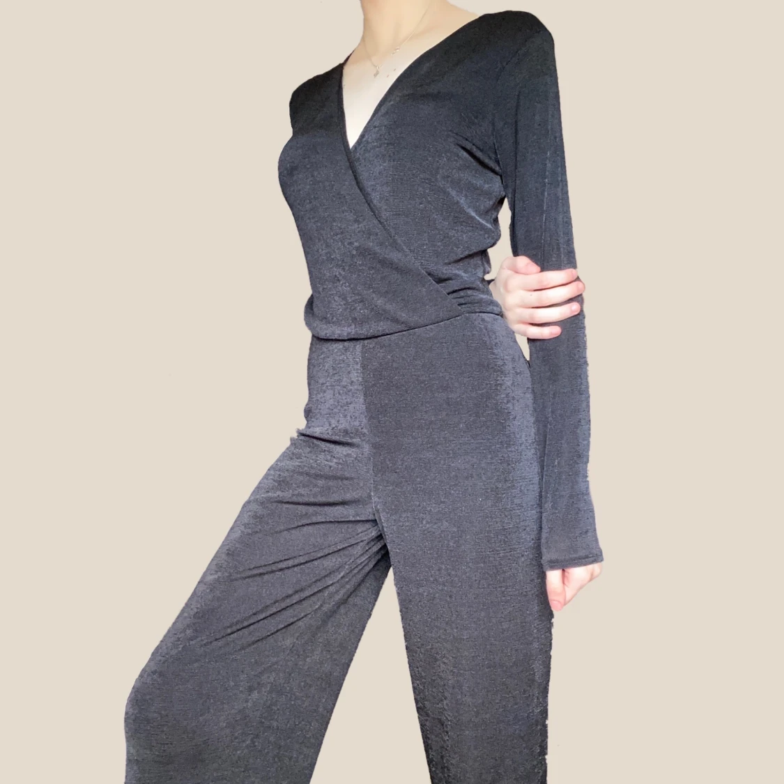 Svart Skimrande Jumpsuit
