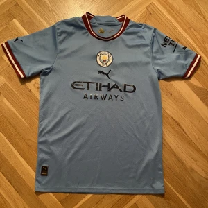 Manchester city tröja - Säljer nu min manchester city tröja från säsongen 22/23. Knappt använd och säljer den då jag behöver bli av med saker. Bara att skriva ett DM vid intresse!