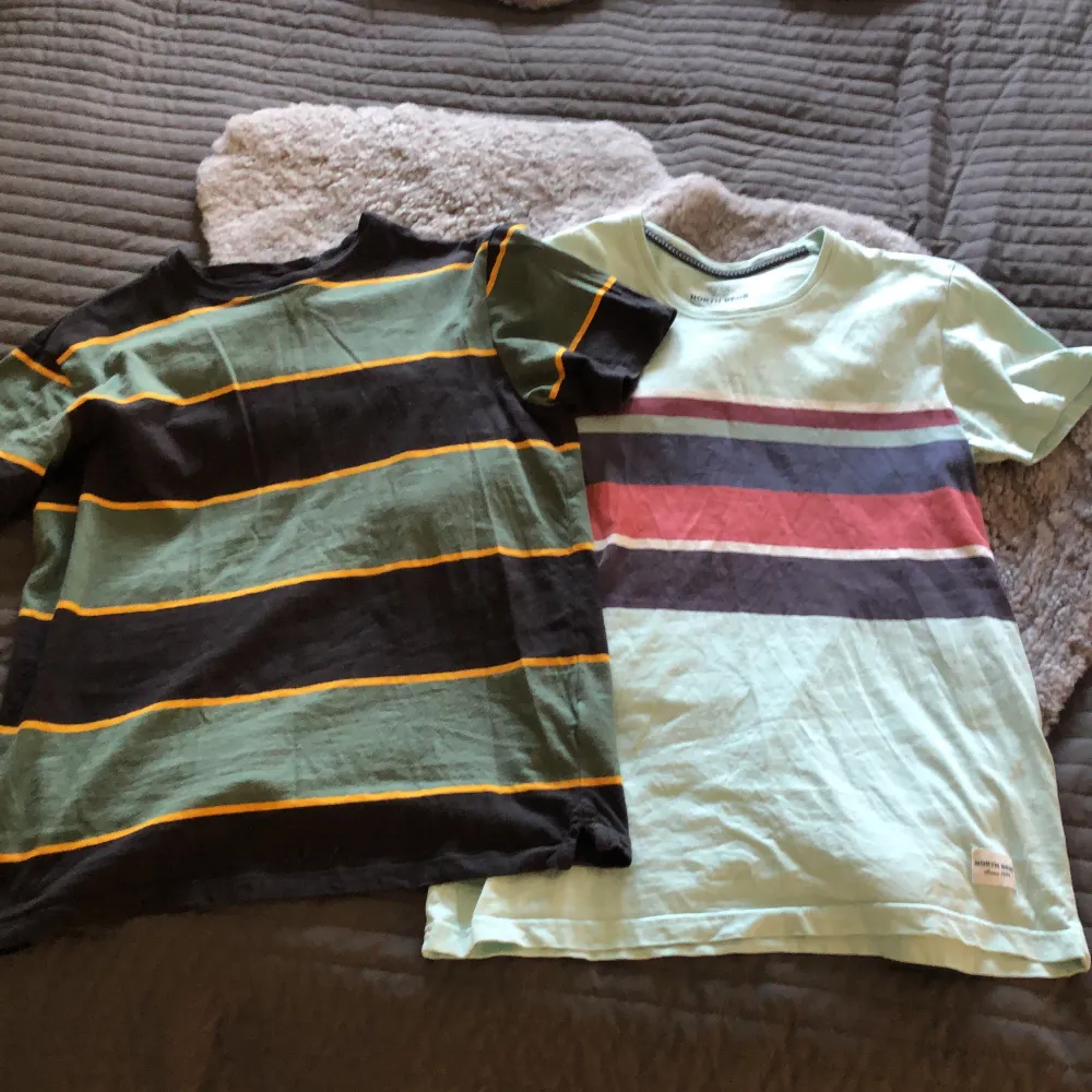 Ursprungligen herrkläder men passar som unisex. Bra passform på båda. XS på grönsvart tröja och M på ljusblå/röd.. T-shirts.