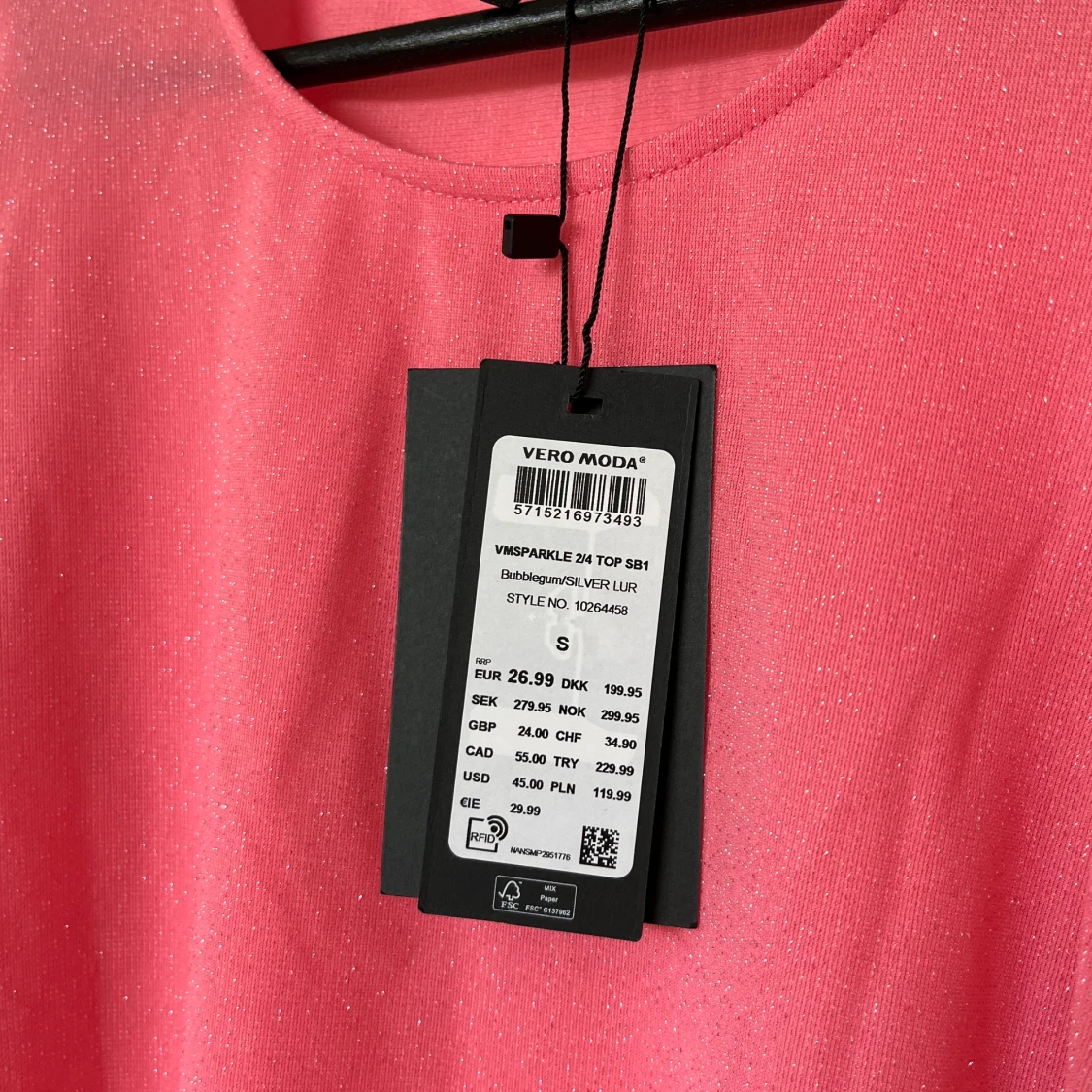 Rosa glittrig topp - 90