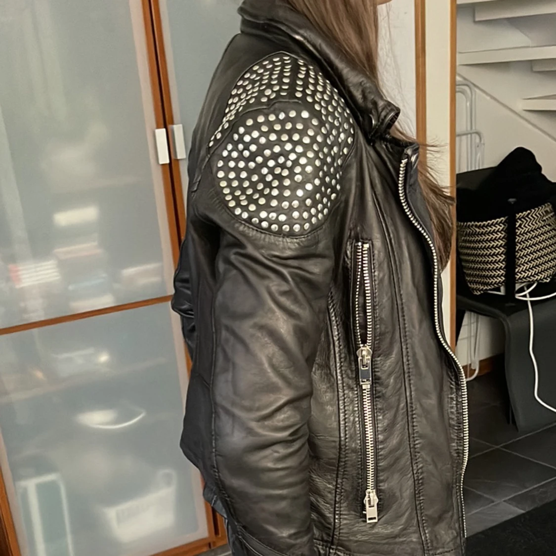 Äkta läder bykerjacka xs - 91