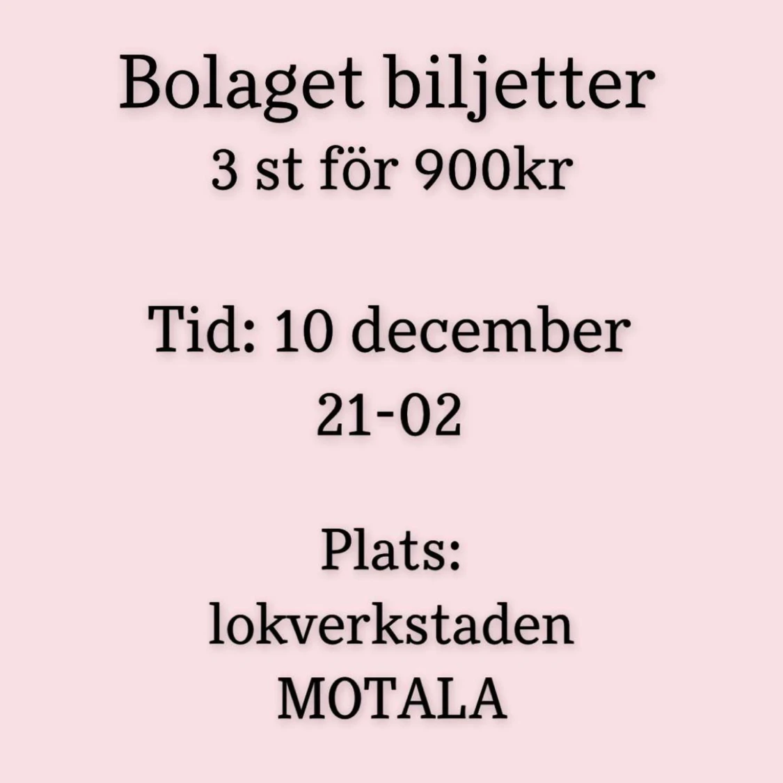 Biljetter till bolaget