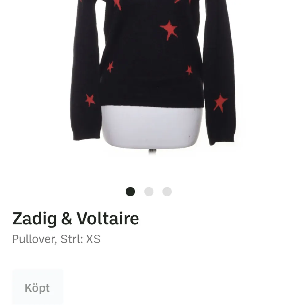 Säljer denna superfina stickade tröja från zadig och Voltaire som jag köpte för 700kr på Sellpy. Säljer den för att den inte kommer till användning. 💗pris kan diskuteras vid snabb affär . Stickat.