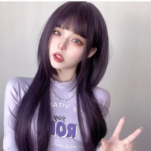 Lila peruk - Mörklila peruk i jellyfish cut. Oanvänd och därför ingen egen bild hur den ser ut på. 