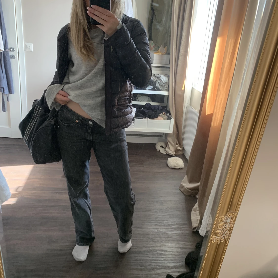 Gråa Lågmidjade jeans