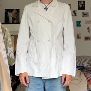 white work jacket - nice material quite thick fabric double breasted beautiful boy