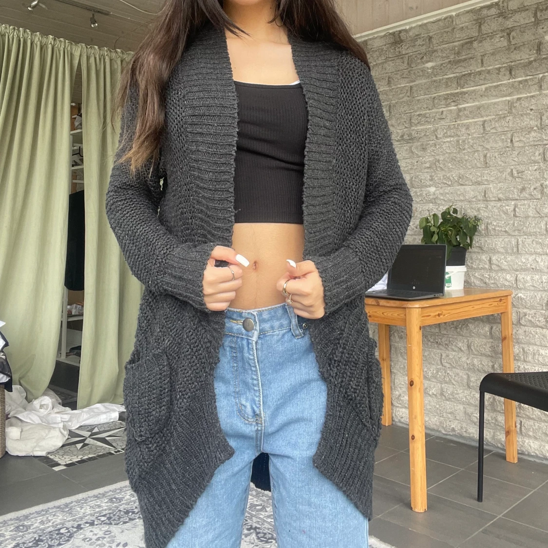 Gray long cardigan 