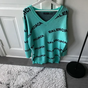 Stickad jumper - Turkos stickad jumper strl S/M i fint skick