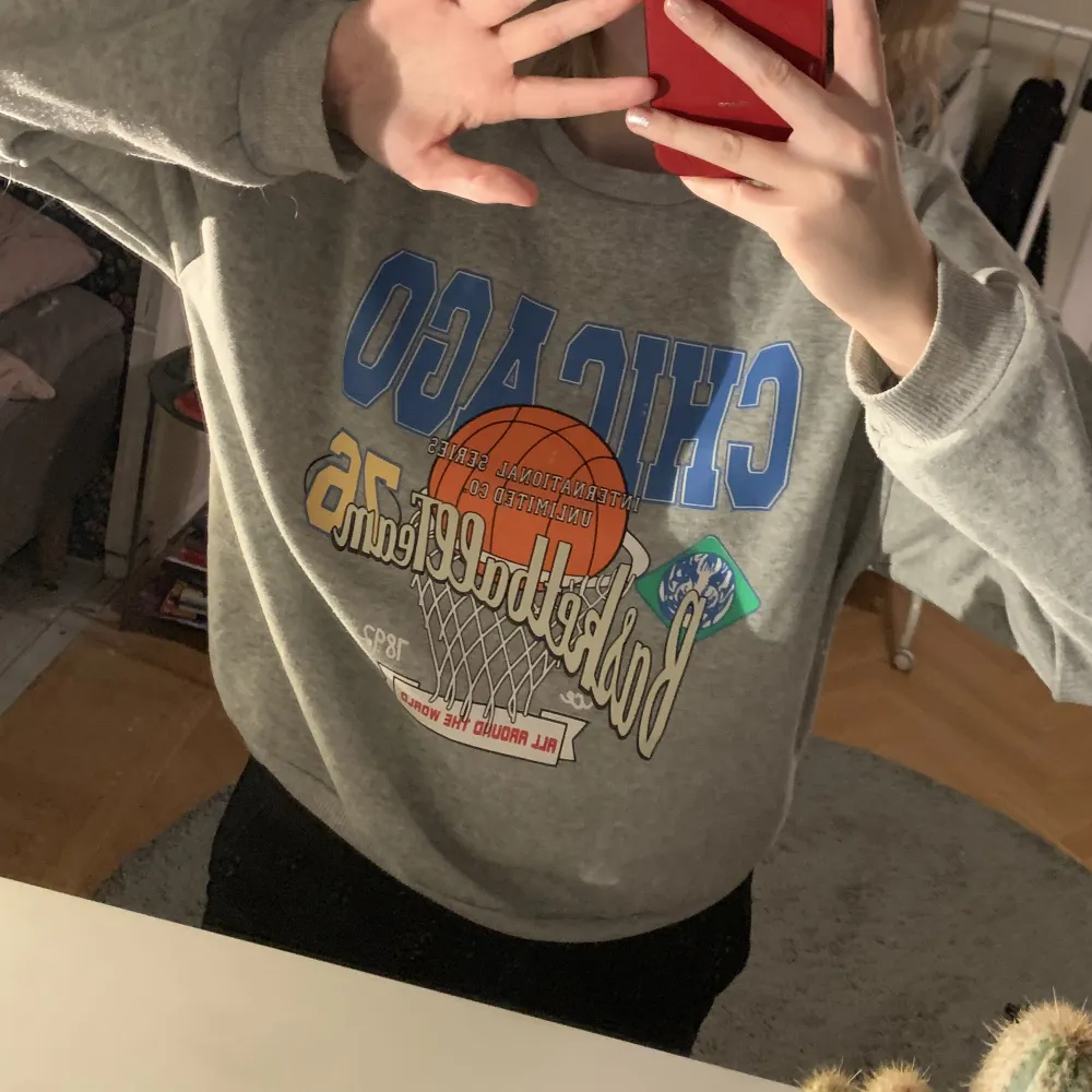 Grå, mysig, oversized sweatshirt från Shein. Strl L men känns som M.. Hoodies.