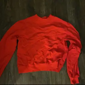 En helt vanlig röd tröja utan lova använd ungefär 2-3 ggr säljer den pågrund av att den inte används storlek Xs