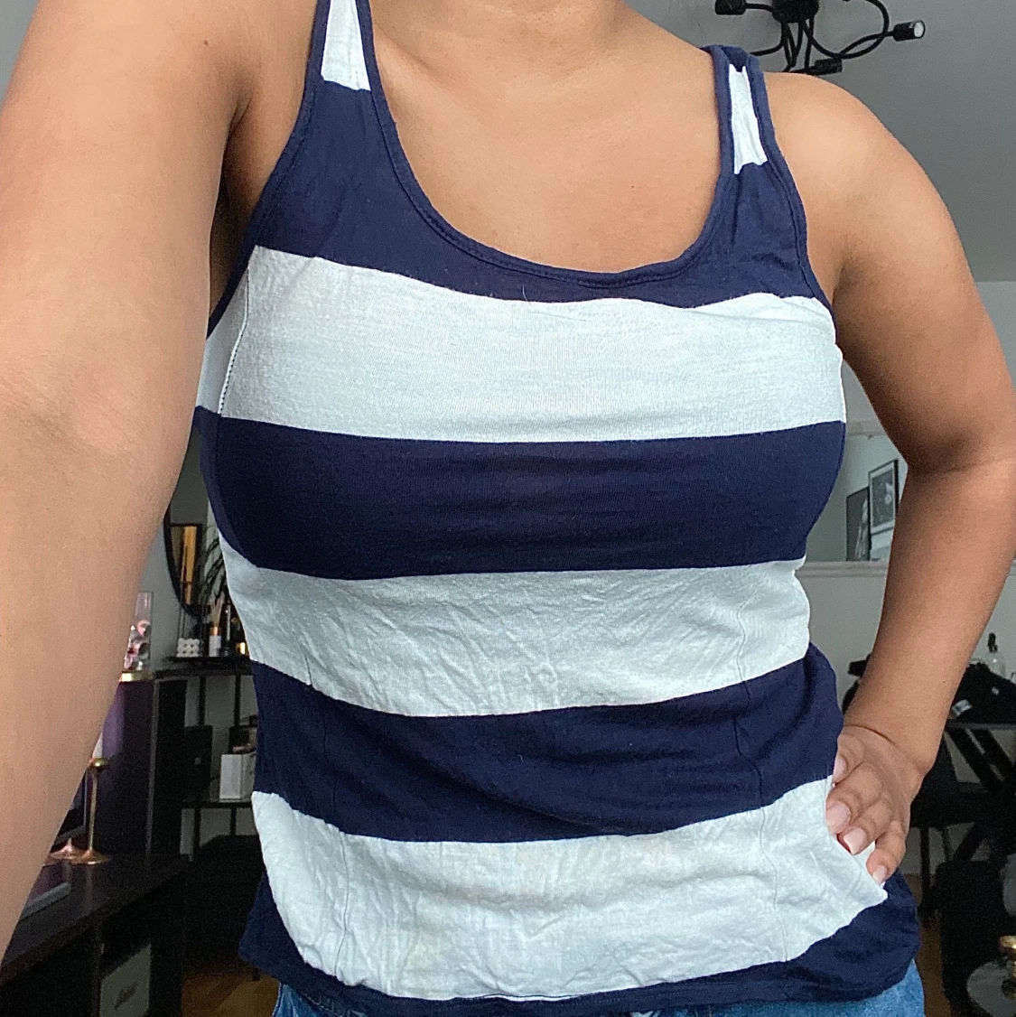 Bikbok randig linne blå/vit strl XS