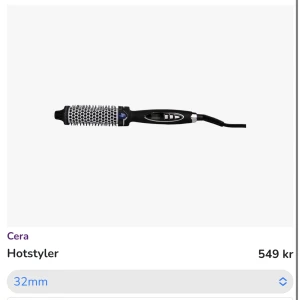 Värmeborste  - Har testat den en gång, sen aldrig kommit till användning. Kan skickas i orginal förpackning. 32mm omkrets 